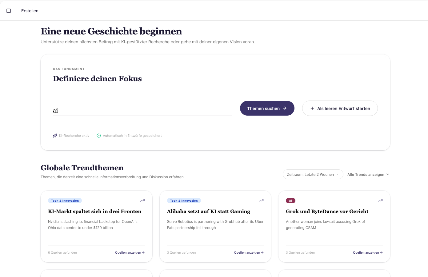 Editoria: Themenfokus definieren